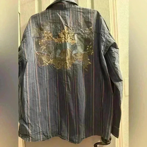Mens Robert Wayne long sleeve button down shirt with graphics Size 3 XL - Picture 2 of 10